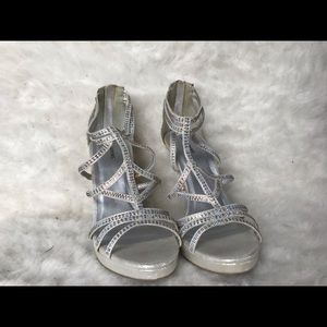 Silver strappy heels